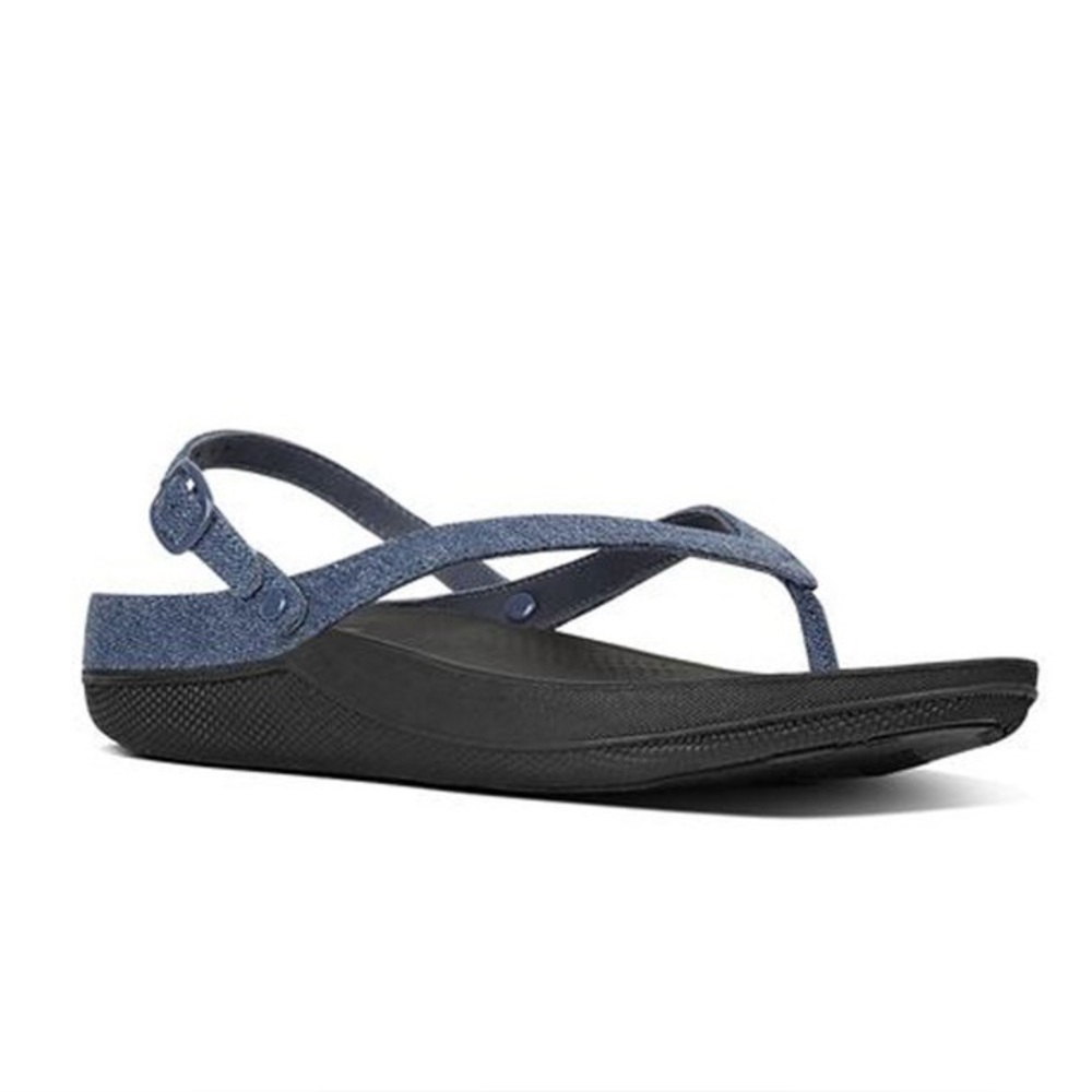 FitFlop The Skinny sandals in blue denim with a T-strap